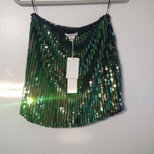 Ladies skirt green scale sequin